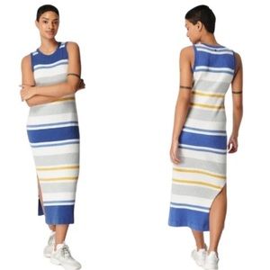 Sweaty Betty Stripe Sleeveless Midi Sweater Dress In Multi Stripe XS